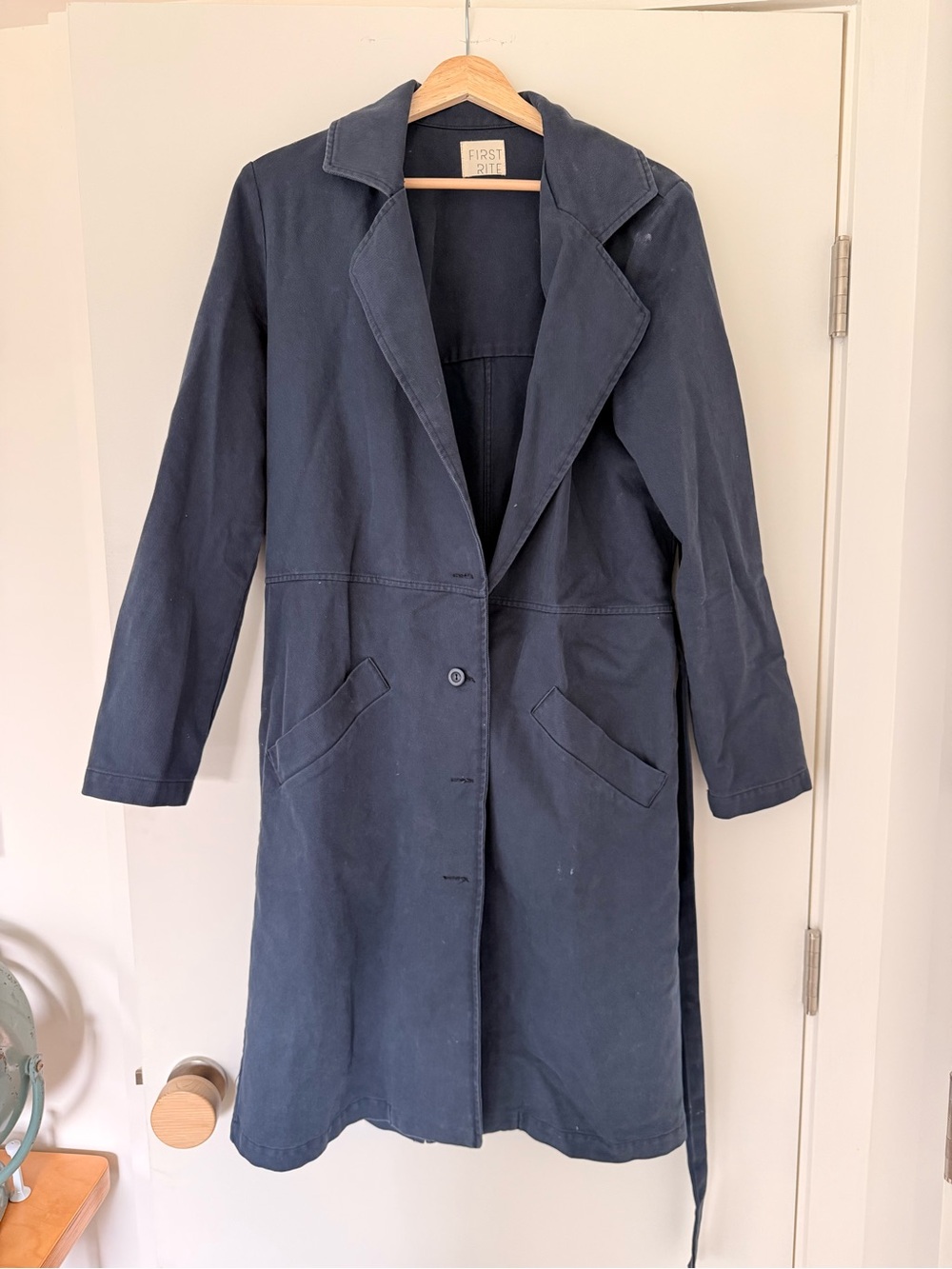 First Rite 100% Cotton Shop Coat / Trench – Navy – Size Medium
